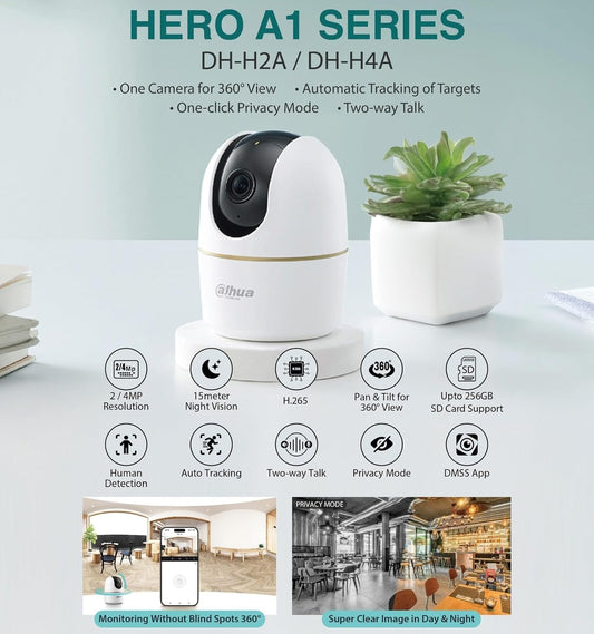 📷 Dahua Hero A1 – 2MP WiFi PT Smart Camera Pan-Tilt AI Indoor Surveillance | Smart. Secure. Seamless.