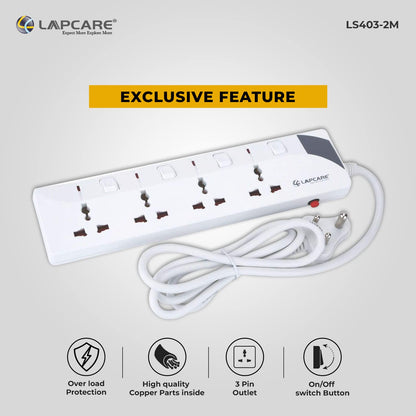 Lapcare LS-403 4-Way Spike Buster Extension Socket