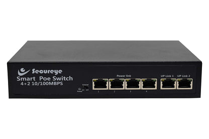 Secureye (S-4FE-2UE-LD) 4 PoE + 2 Uplink Ports 10/100 Mbps Poe Switch
