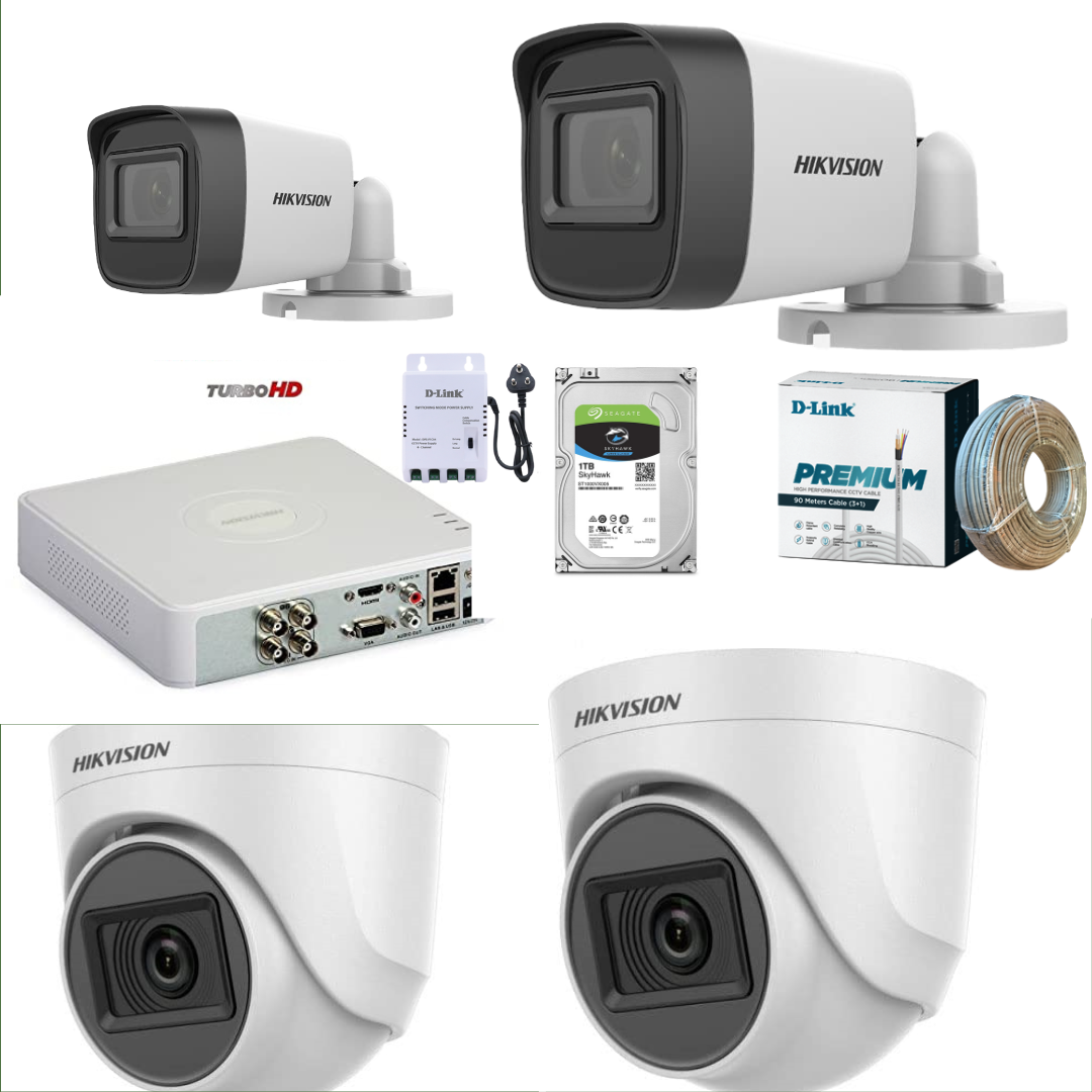 Hikvision 4Ch Premium Quality CCTV Camera Full Combo SET